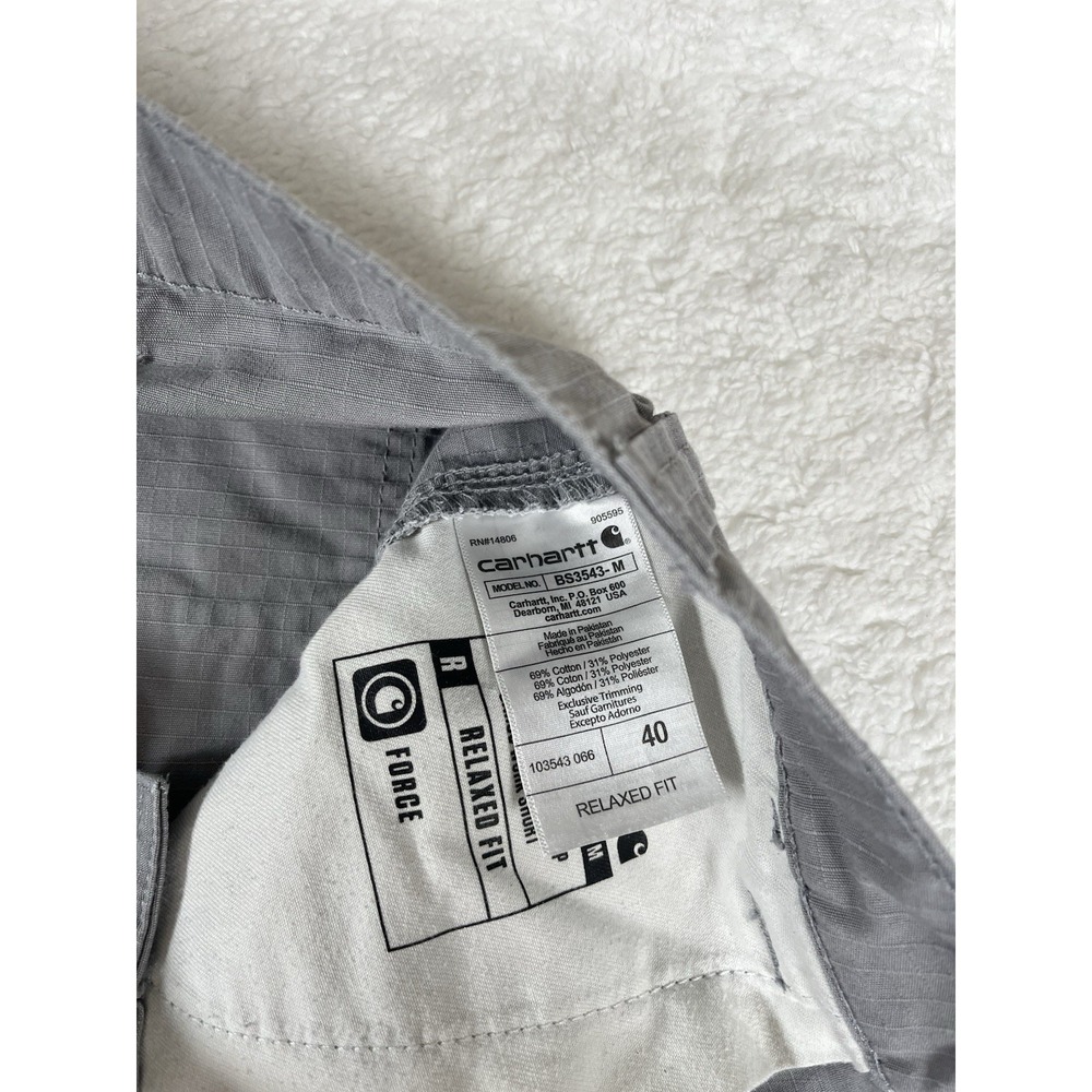 Carhartt Force 103543 Braxton Relaxed Fit Gray Cargo Shorts Ripstop Men's Sz 40 - Picture 8 of 11